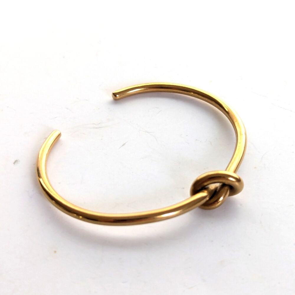 Gold Tone Minimalist Love Knot Adjustable Boho Festival Bangle Cuff Bracelet